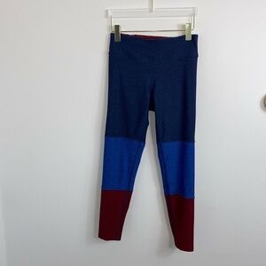 Outdoor Voices 7/8 Colorblock Leggings Pants sz M Blue/Burgundy/Navy Color